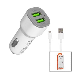 HYTECH HY-X44 ( İPHONE & KABLOLU ) ( OTO & ARAÇ ) ( ÇAKMAKLIK ŞARJ BAŞLIK SET ) ( DUAL-PORT ) ( 3A & 15.5W ) ( 1MT KABLO )*6X10