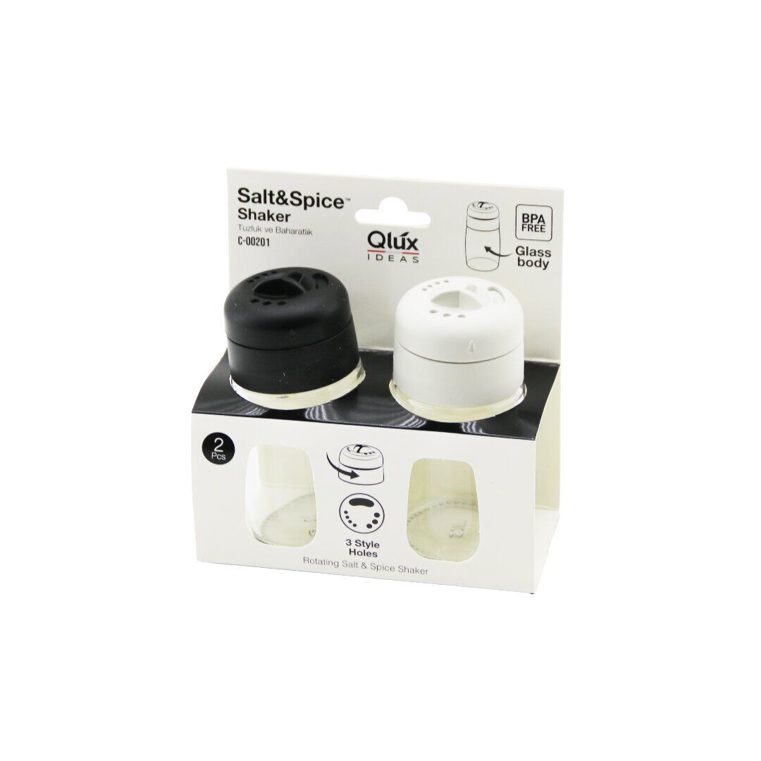 QLUX C-00201 ( 2 PCS ) ( CAM ) TUZLUK & BAHARATLIK SET ( PLASTİK KAPAK= 3 SİTİL DÖKÜM )*6=K