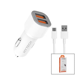 HYTECH HY-X46 ( TYPE-C & KABLOLU ) ( OTO & ARAÇ ) ( ÇAKMAKLIK ŞARJ BAŞLIK SET ) ( DUAL-PORT ) ( 3A & 15.5W ) ( 1MT KABLO )*6X10