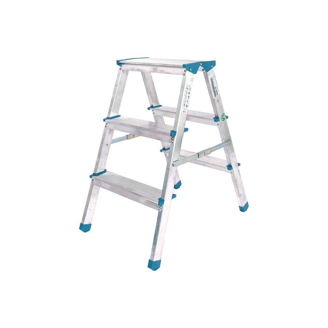 111 YÜZONBİR ( 3+3) ( ÇİFT BASAMAKLI ) ALÜMİNYUM METAL MERDİVEN ( YÜKSEKLİK = 69CM BAŞ GENİŞLİK = 8CM )*1