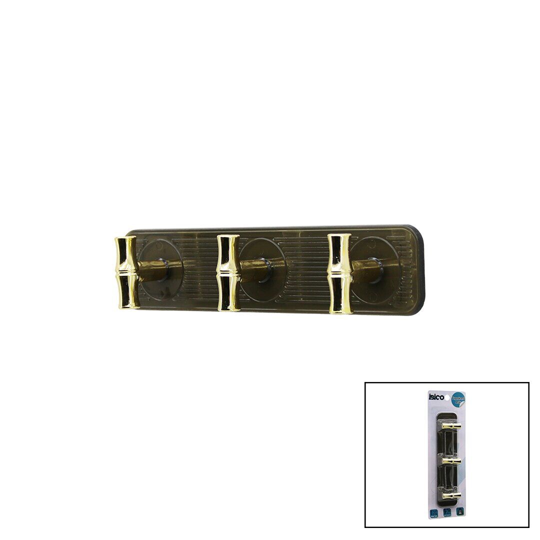 İBİCO İ17-006 ( 3 KOLLU= GOLD & ( T= Ꟶ ) YAPIŞKANLI PLS.ASKI ( MİKA KRİSTAL ŞEFFAF RENKLİ TABAN ) ( 3.5KG.TAŞIMA )*12X14