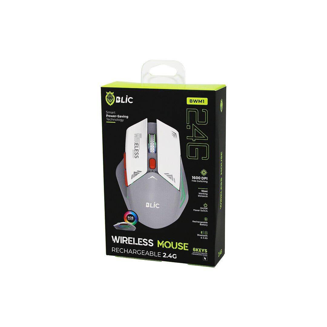 BLİC BWM-1 ( BEYAZ ) KABLOSUZ MOUSE ( 2.4G ) ( 10M DİSTANCE ) ( WİRELESS & KABLOSUZ ) (1600DPI) ( OYUN FARE )*100