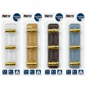 İBİCO İ17-006 ( 3 KOLLU= GOLD & ( T= Ꟶ ) YAPIŞKANLI PLS. ASKI ( MİKA KRİSTAL ŞEFFAF RENKLİ TABAN ) ( 3.5KG.TAŞIMA )*12X14