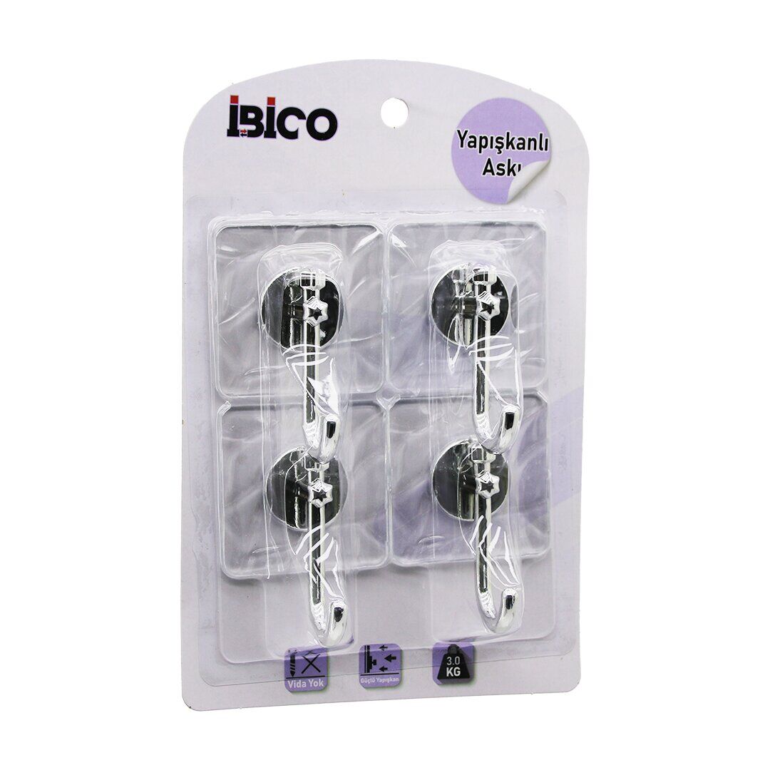 İBİCO İ17-008 (4PCS) (GÜMÜŞ) (KROM GÖRÜNÜM) PLASTİK ASKI ( YAPIŞKANLI=ŞEFFAF MİKA KRİSTAL PLAKA=ÇATLAK DESEN) (3KG)*12X14