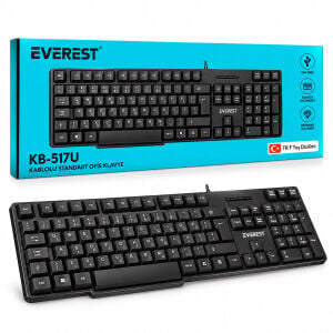EVEREST KB-517U ( KABLOLU ) STANDART OFİS KLAVYE ( SİYAH ) ( Q KLAVYE ) *20
