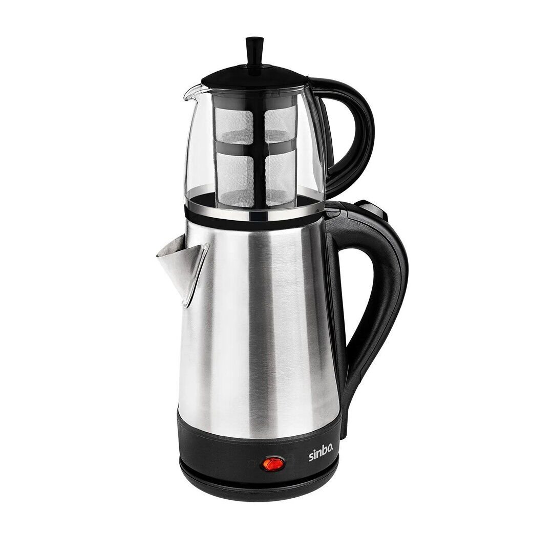 SİNBO STM-5836 ( CAM DEMLİKLİ ) ( ELEKTRİKLİ ) ( ÇELİK ) ÇAY SETİ  ( ÇAYCI ) ( 360° TABAN ) ( 1.7LT & 0.7LT ) ( 1600W ) *4