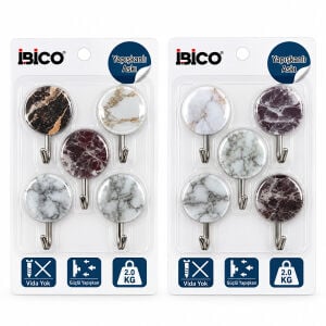 İBİCO İ17-011 ( 5PCS ) ( MERMER DESENLİ ) ( METAL UÇLU ) PLASTİK ASKI ( YAPIŞKANLI MONTAJ ) ( 2KG TAŞIMA )*12X20