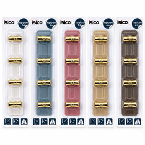 İBİCO İ17-013 ( 5 KOLLU= GOLD & ( T= Ꟶ ) YAPIŞKANLI PLS. ASKI ( MİKA KRİSTAL ŞEFFAF RENKLİ TABAN ) ( 5KG.TAŞIMA )*12X10