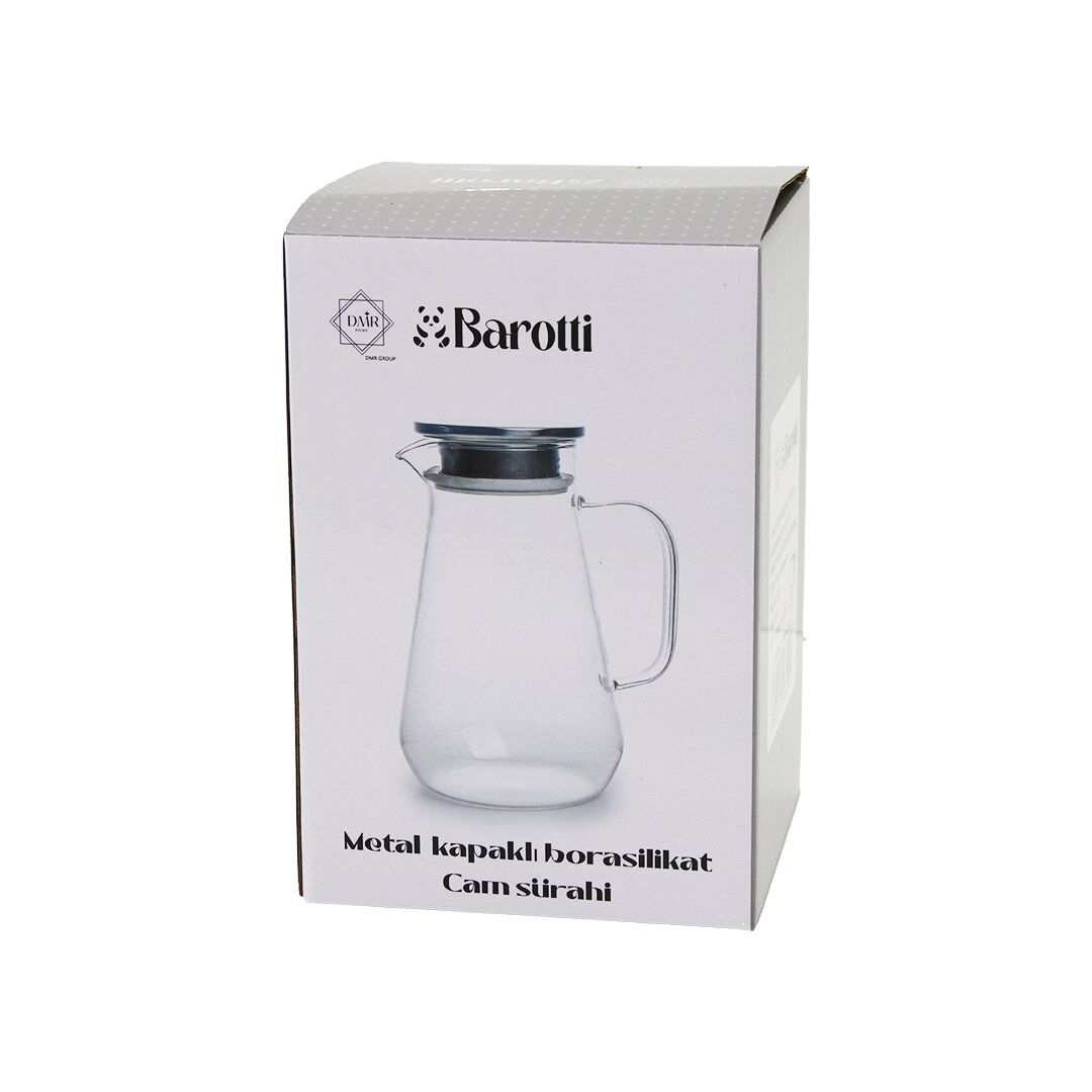 BAROTTİ DMR-8762 (BOMBELİ GENİŞ TBN=1400ML) (METAL KAPAK& SİLİKON CONTA) (CAM) (BOROSİLİKAT=ISIYA DAYANIKLI) SÜRAHİ*12=K