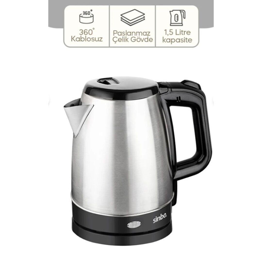 SİNBO SK-8015 ( ÇELİK ) KETTLE 1.7LT ( GİZLİ REZİSTANS & KABLOSUZ )*8