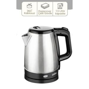 SİNBO SK-8015 ( ÇELİK ) KETTLE 1.7LT ( GİZLİ REZİSTANS & KABLOSUZ )*8