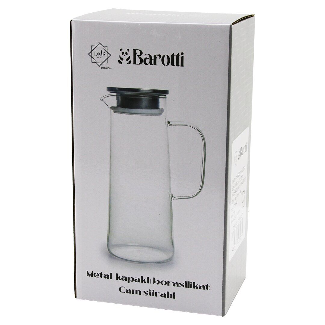 BAROTTİ DMR-8765 ( DAR TABAN & UZUN=1450ML ) (METAL KAPAK& SİLİKON CONTA) ( CAM ) (BOROSİLİKAT= ISIYA DAYANIKLI) SÜRAHİ*12=K
