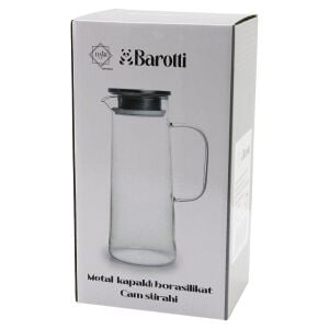 BAROTTİ DMR-8765 ( DAR TABAN & UZUN=1450ML ) (METAL KAPAK& SİLİKON CONTA) ( CAM ) (BOROSİLİKAT= ISIYA DAYANIKLI) SÜRAHİ*12=K