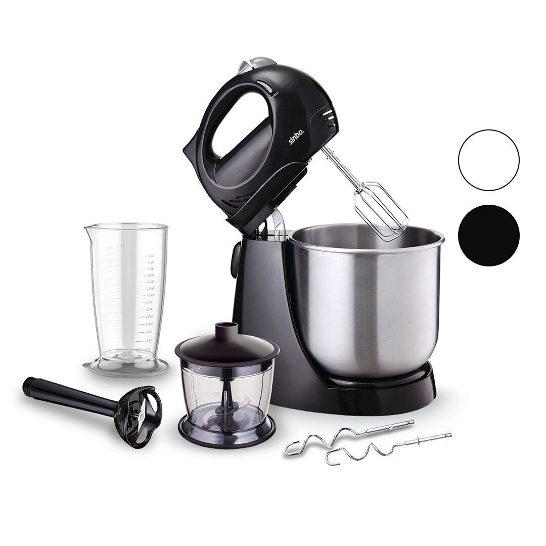 SİNBO SMX-2731 INOX TASLI MİKSER & BLENDER SETİ (5 KADEME HIZ+TURBO) (HAMUR YOĞURMA+ KASE )(300W)(600ML HAZNE)(700ML ÖLÇÜ KABI)*2