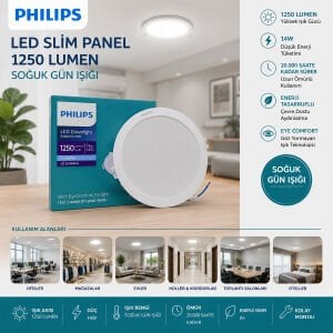 PHILIPS ( 14W ) ( SIVA ALTI ) ( YUVARLAK ) LED SLİM PANEL ( 1250LUMEN ) ( 20.000 SAAT ÖMÜR )*20