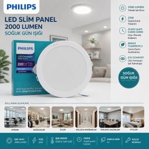 PHILIPS ( 23W ) ( SIVA ALTI ) ( YUVARLAK ) LED SLİM PANEL ( 2000LUMEN ) ( 20.000 SAAT ÖMÜR )*20