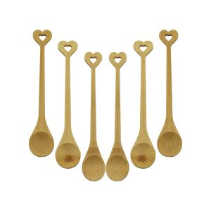 ZHU ZHİ YUAN DMR-8465 ( 6PCS & YUVARLAK & KALP FİGÜR SAPLI  ) AHŞAP BAMBU ( ÇAY KAŞIK ) SETİ*500