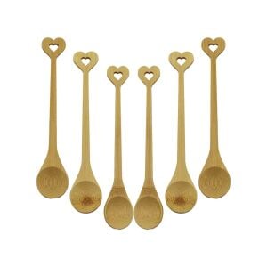 ZHU ZHİ YUAN DMR-8465 ( 6PCS & YUVARLAK & KALP FİGÜR SAPLI  ) AHŞAP BAMBU ( ÇAY KAŞIK ) SETİ*500