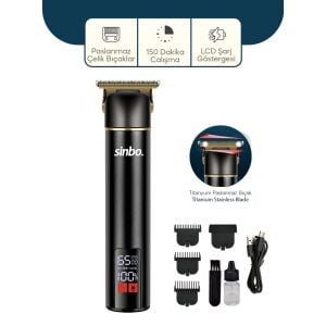 SİNBO SHC-1907 ( USB ŞARJLI & LCD GÖSTERGELİ ) SAÇ & SAKAL KESME TRAŞ MAKİNESİ ( ALÜMİNYUM ALAŞIMLI GÖVDE )*24