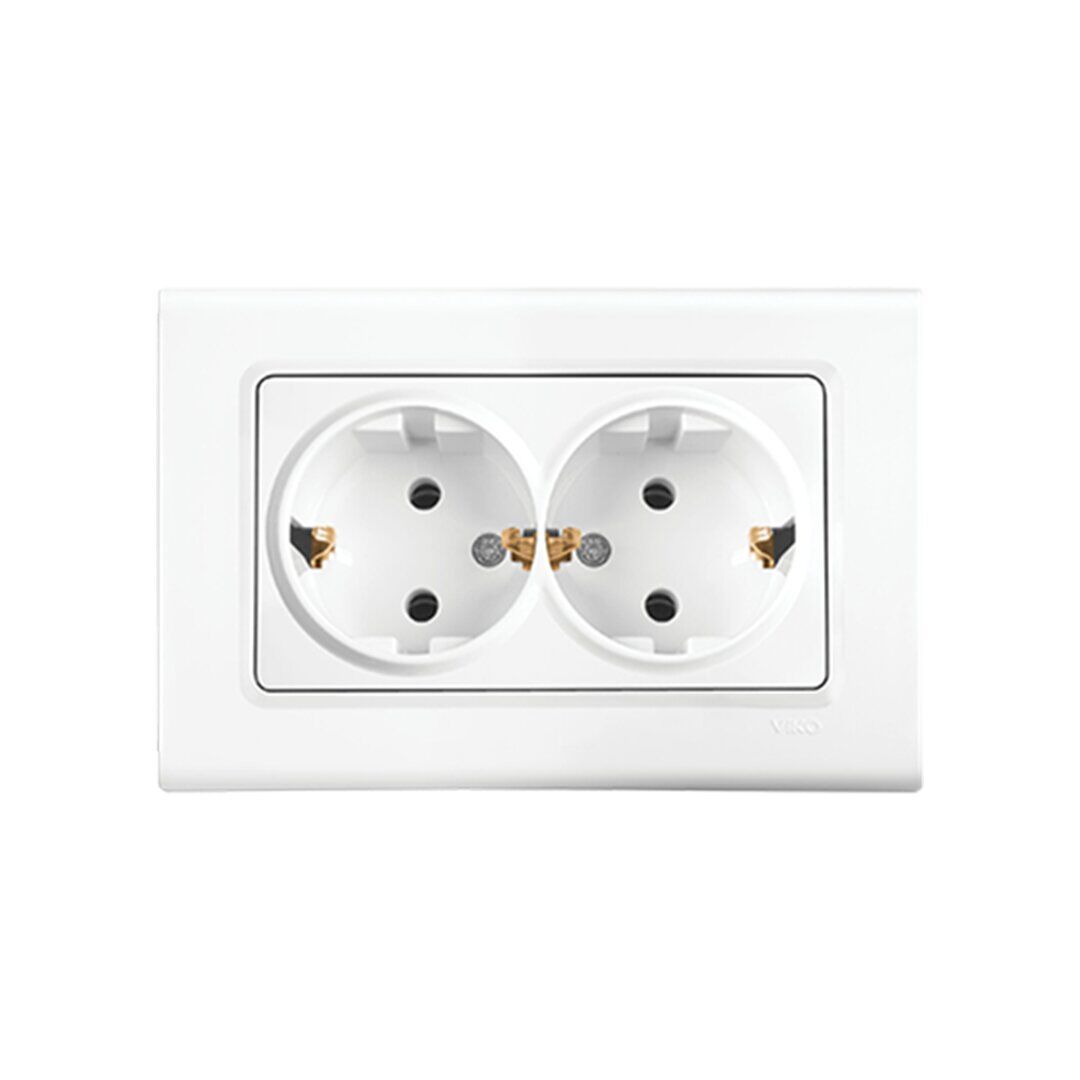 VİKO-91400056 LİNNERA S  2Lİ TOPRAKLI PRİZ ( BEYAZ ) ( ÇERÇEVELİ )*10X6