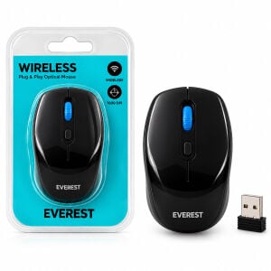 EVEREST SMW-87 ( WIRELESS & KABLOSUZ ) ( SİYAH & LACİVERT ) USB OPTİCAL MOUSE ( VAKUM AMBALAJ ) ( 1600DPI ) ( PİLLİ = 1AA )*60