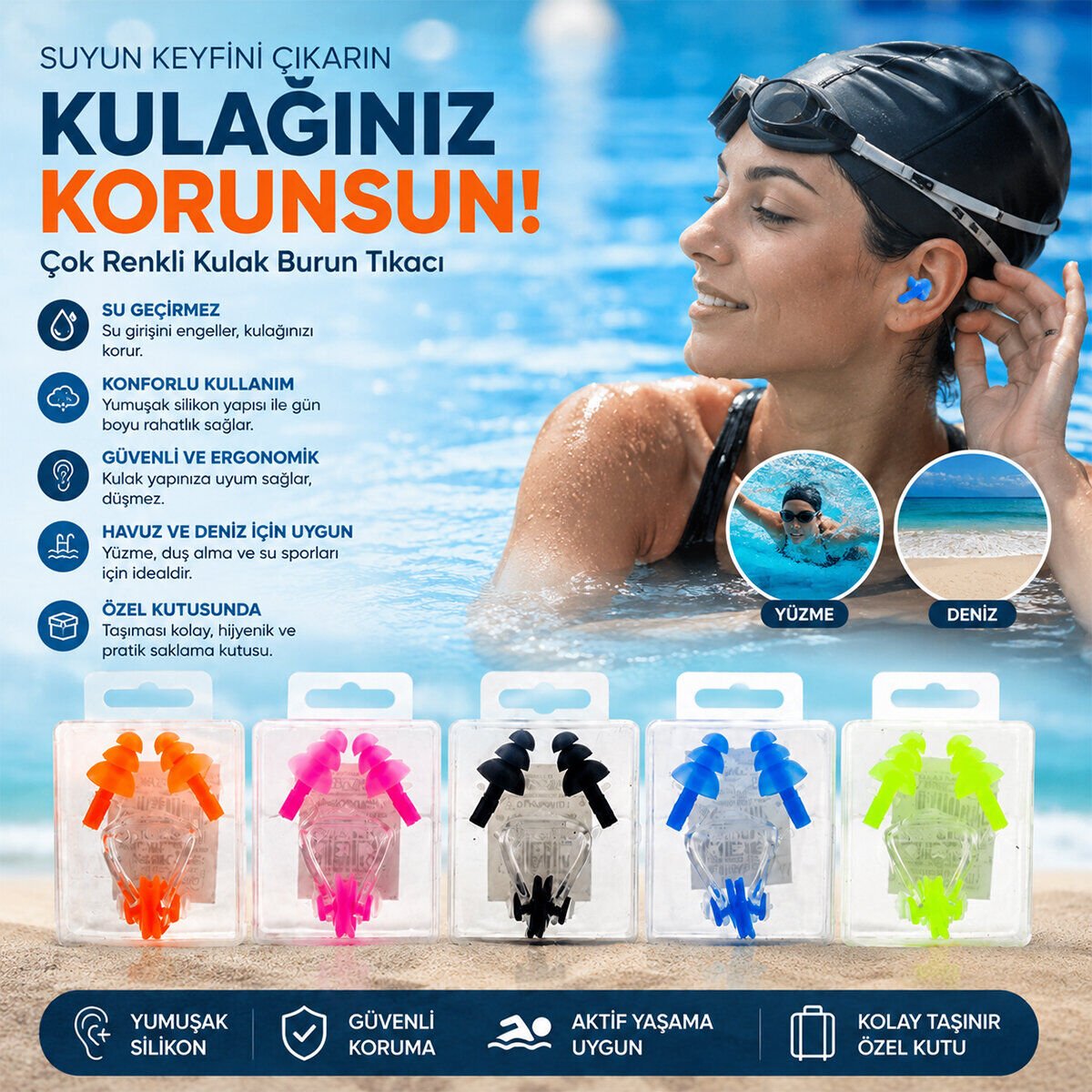 YILDIZ SPORT YLD-89 ( RENKLİ ) PLASTİKKULAK BURUN TIKAÇ*60X8