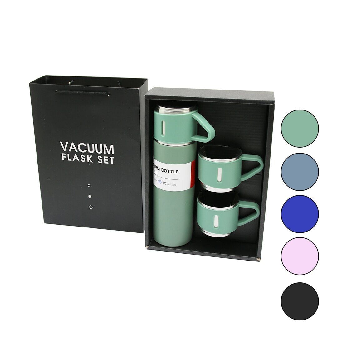 MEK-015 VACUUM FLASK SET ( ÇANTALI ) ( 3PCS BARDAKLI ) RENKLİ ÇELİK TERMOS SETİ ( 500ML )*24