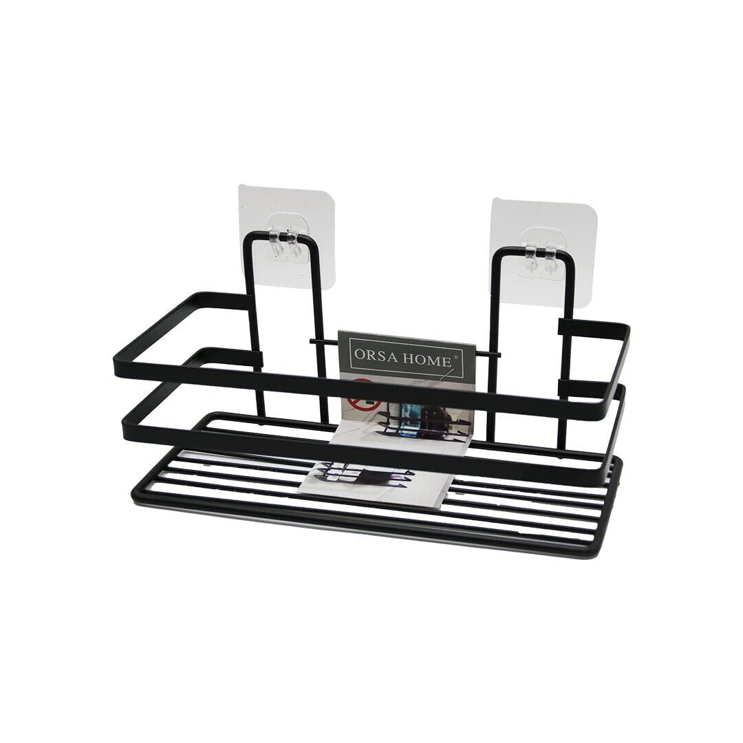 ORSA-992 ( METAL & SİYAH ) ( DİKDÖRTGEN ) ( ÇOK AMAÇLI ) BANYO RAFI ( YAPIŞKANLI ASKILI MONTAJ )*12