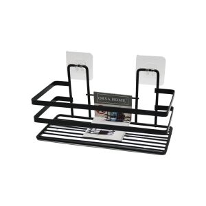 ORSA-992 ( METAL & SİYAH ) ( DİKDÖRTGEN ) ( ÇOK AMAÇLI ) BANYO RAFI ( YAPIŞKANLI ASKILI MONTAJ )*12