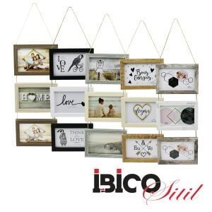 İBİCO İ12-038 ( 3LÜ & MİX AHŞAP RENKLER & TEK RENK ÇERÇEVE  & İPLİ & AİLE FOTOLUK ) AHŞAP RESİM ÇERÇEVESİ ( 6''4'' & 15X10CM )*24=K