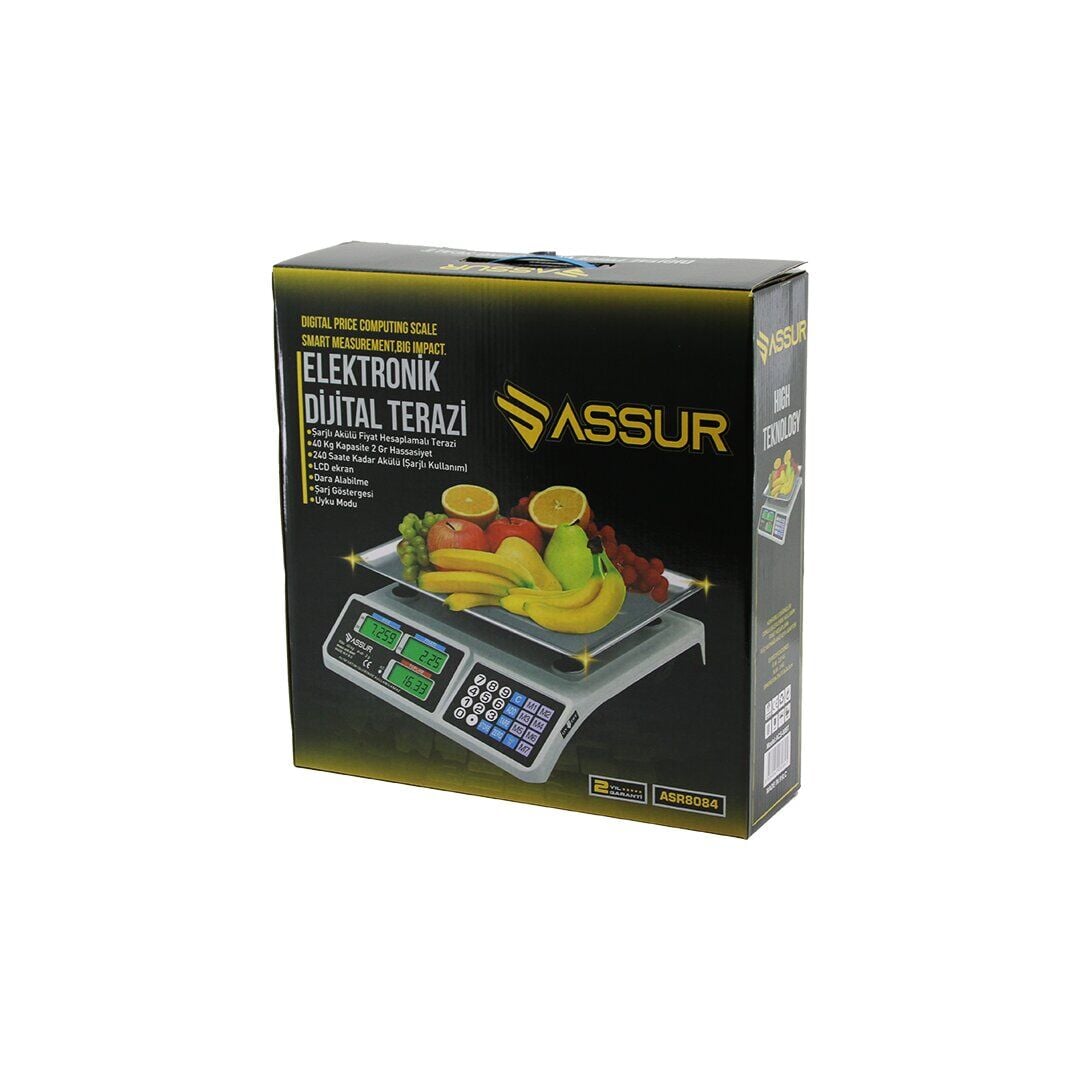 BRADER ACS-809T ( BÜYÜK ) DİJİTAL KARPUZ TERAZİ TARTI ( 40KG/2GR ) ( 7 FİYAT HAFIZASI ) ( FİŞ ŞARJLI )*5