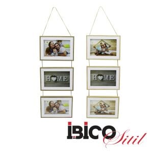 İBİCO İ12-039 ( 3LÜ & LÜX BAMBU & ÇİFT RENK ÇERÇEVE & İPLİ & AİLE FOTOLUK ) AHŞAP RESİM ÇERÇEVESİ ( 6''4'' & 15X10CM )*24=K