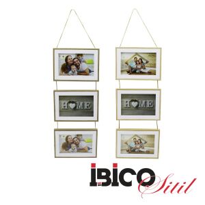 İBİCO İ12-039 ( 3LÜ & LÜX BAMBU & ÇİFT RENK ÇERÇEVE & İPLİ & AİLE FOTOLUK ) AHŞAP RESİM ÇERÇEVESİ ( 6''4'' & 15X10CM )*24=K