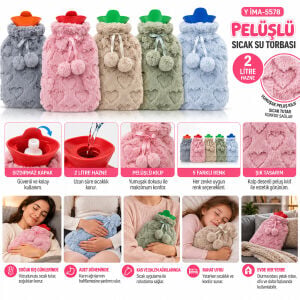 İM@-5578 ( PELUŞLU ) SICAK SU TORBASI RENKLİ ( 2LT )*60