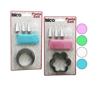 İBİCO İ22-157 (8PCS) ( PASTA SÜSLEME SETİ & 3-KURABİYE KALIP=YUVARLAK & ÇİÇEK) (1-KREMA TORBASI & 3-METAL+1-PLS.UÇ)*240