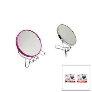 BELLA HOUSE K-4504 K-0902 ( 5'' ) ( YUVARLAK ) METAL ÇERÇEVE & AYAKLI ( ÇİFT YÖNLÜ & BÜYÜTEÇLİ ) MAKYAJ AYNASI*12X10