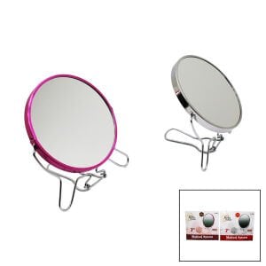 BELLA HOUSE K-4542 K-0940 ( 7'' ) ( YUVARLAK ) METAL ÇERÇEVE & AYAKLI ( ÇİFT YÖNLÜ & BÜYÜTEÇLİ ) MAKYAJ AYNASI*12X6