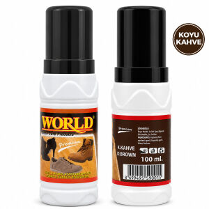 WORLD SÜET NUBUK LİKİT KOYU KAHVE AYAKKABI BOYASI 100ML*12X8