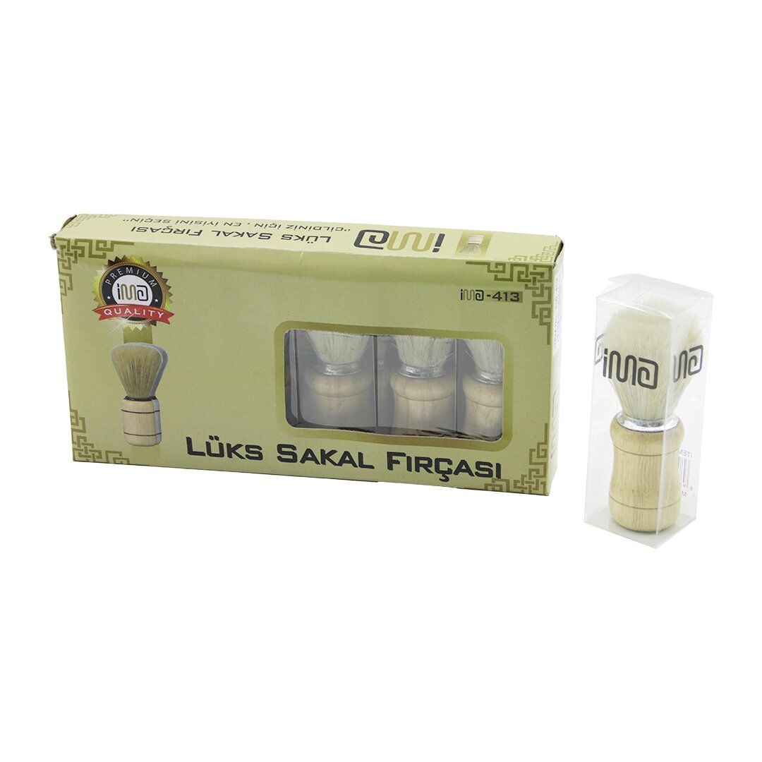 İM@-413 ( LÜX ) ( AHŞAP SAPLI ) SAKAL FIRÇASI ( PVC KUTU ASKILI AMBALAJ )*6X100