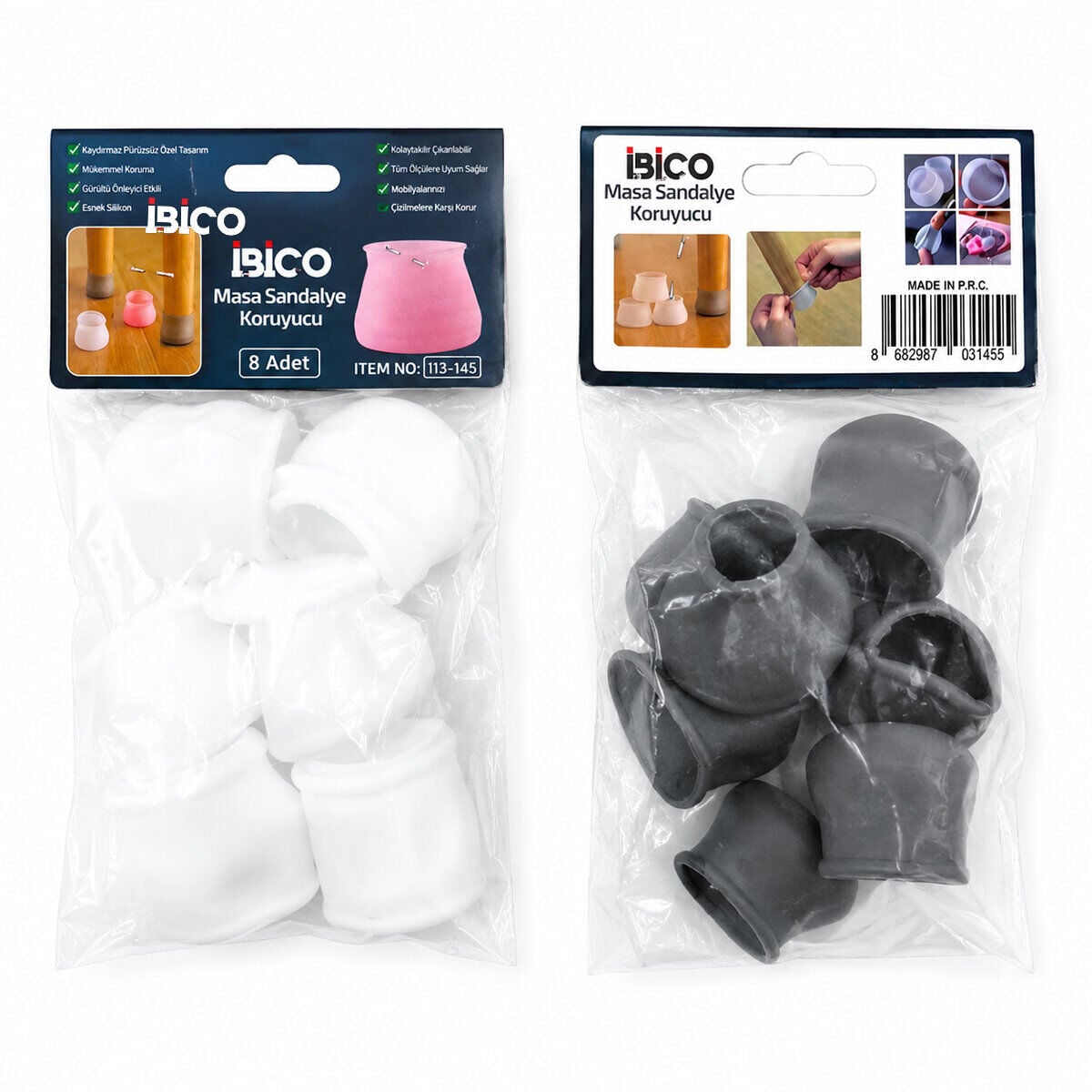 İBİCO İ13-145 ( 8PCS ) ( SİLİKON ) SANDALYE & MASA AYAK PABUÇ RENKLİ*25X20