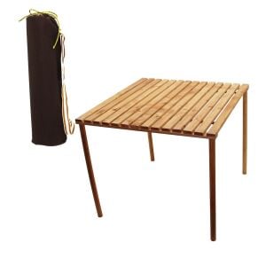KRT-1033 ( KATLANABİLİR ) AHŞAP KAMP MASASI ( VİDALI AYAK ) ( BEZ ÇANTA=TAŞIMA ASKILI ) ( 59 X 57CM ) ( AYAK=49CM )*6