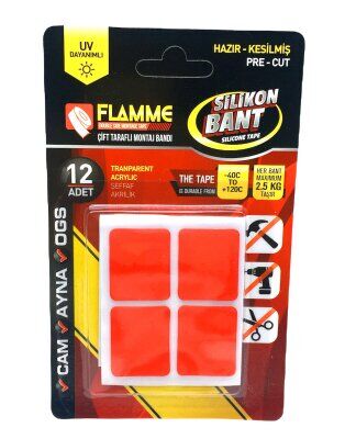 FLAMME SİLİKON ( 12PCS ) ÇİFT TARAFLI ( MONTAJ ) BANT ( BANDI )*25X10
