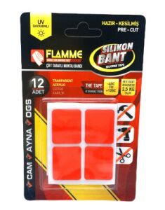 FLAMME SİLİKON ( 12PCS ) ÇİFT TARAFLI ( MONTAJ ) BANT ( BANDI )*25X10