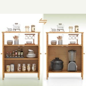 İBİCO İ21-149 ÇOK AMAÇLI DOLAP ( AHŞAP BAMBU ) ( ORGANİZER RAFLI ) ( 66X33X85CM ) *4