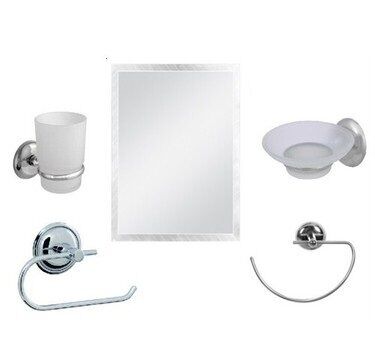 DELUX-230 ( 5 PARÇA ) KROMAKS HOME AYNA & BANYO SETİ ( AYNA & SABUNLUK & DİŞ FIRÇALIK & HAVLULUK & WC KAĞITLIK )*6=K