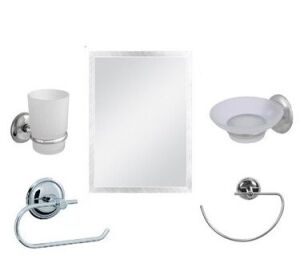 DELUX-230 ( 5 PARÇA ) KROMAKS HOME AYNA & BANYO SETİ ( AYNA & SABUNLUK & DİŞ FIRÇALIK & HAVLULUK & WC KAĞITLIK )*6=K