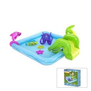 BESTWAY-53052 ( 308LT ) ŞİŞME HAVUZ &  MİNİ SU OYUN PARKI ( 1KAYDIRAK - 1YUNUS - 2PAYLANÇO BALIK - 1AHTAPOT - 2SİMİT ) ( 239X206X86CM )*3=K