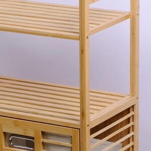 İBİCO İ21-150 KİRLİ ( 2 KAT ORGANİZER RAFLI & 2 BÖLMELİ ) ( ÖNDEN ÇEK AÇ ) ( KALIN AHŞAP BAMBU ) KİRLİ ÇAMAŞIR SEPETİ ( 80X33X87CM )*4