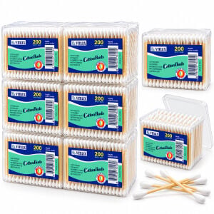 VMAX VM-131 KULAK PAMUK ( 200PCS ) KULAK ÇÖPÜ ( BAMBU & PAMUKLU ÇUBUK ) ( KARE KUTU )*12X20