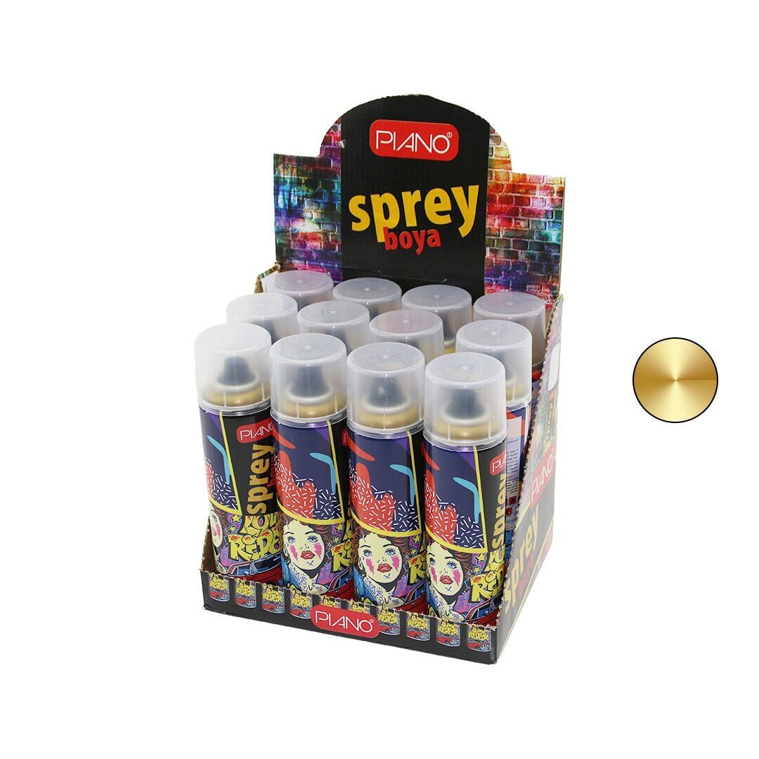 STEEL ( ALTIN  ) SPREY BOYA ( 200ML ) ( TAŞIT & İŞ MAKİNELERİ & BEYAZ EŞYA & METAL & AHŞAP YÜZEYLERE UYGUN )*12X8